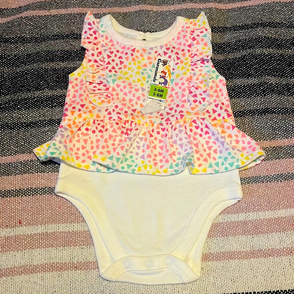 Garanimals rainbow hearts Ruffle peplum bodysuit onesie
